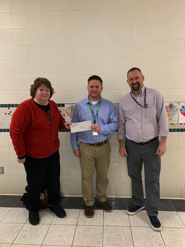 2022 Winner - JLCNR Membership Chair, Linda Lepper; Copenhagen Central School Winner, Justin Keegan; and Copenhagen Central School Union President, John Cain.